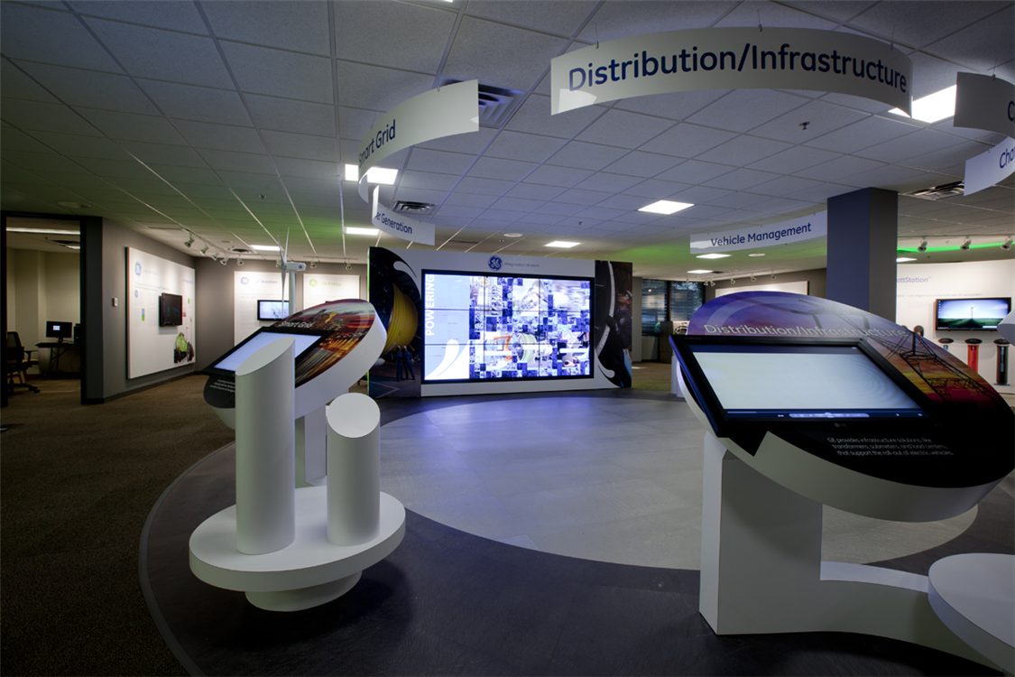 Interactive 3x3 46" Video Wall and 46" touchscreen Kiosks by Horizon Display